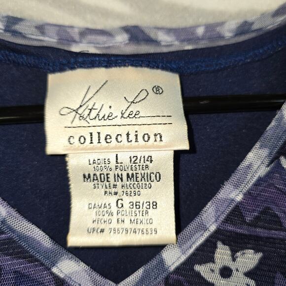 90s-Y2K Kathie Lee Collection Women's Purple Mesh Top Size L - Picture 3 of 5